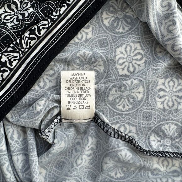 Max Studio Geometric Black White Tie Waist Dress Size Large NWT - Picture 5 of 6